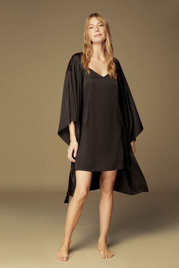 2-Piece Robe & Nightgown Silky Satin Lingerie Set